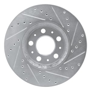 Volvo S80 Brake Rotor (1) - Front Left - R1 Concepts - Drilled & Slotted - Silver - `99-`09